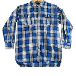 Men's Blue Plaid Button-Up Shirt